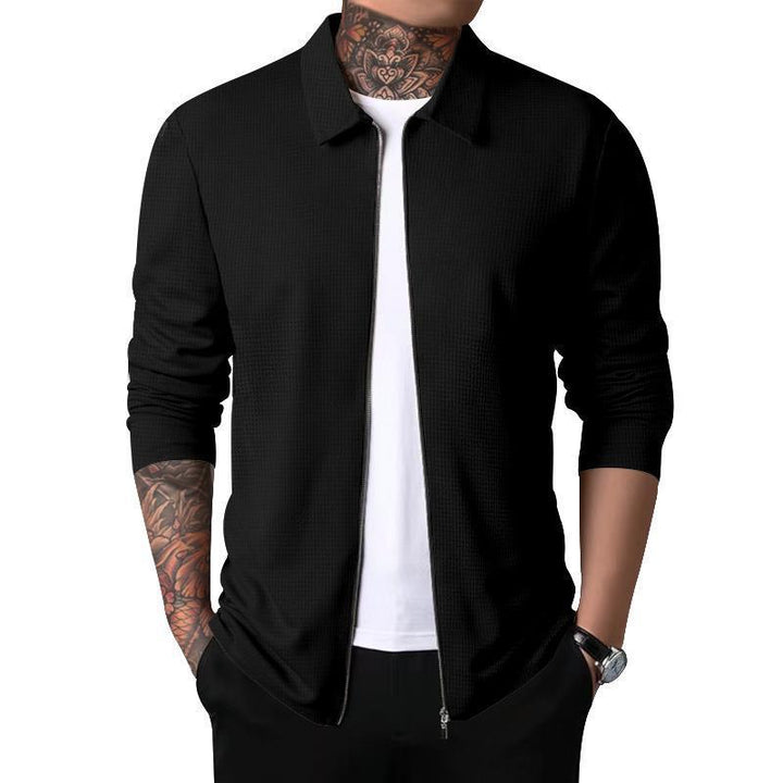 Herren Freizeitjacke mit durchgehendem Reißverschluss und strukturiertem Gewebe Echoarchiv