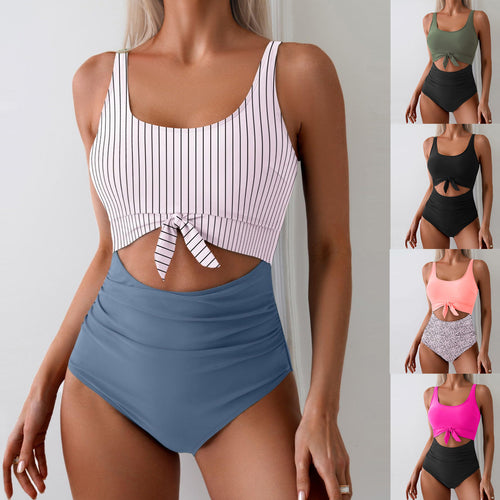 Damen Einteiliger Badeanzug mit trendigem Cut-Out-Design und verstellbarem Knoten Echo Archiv