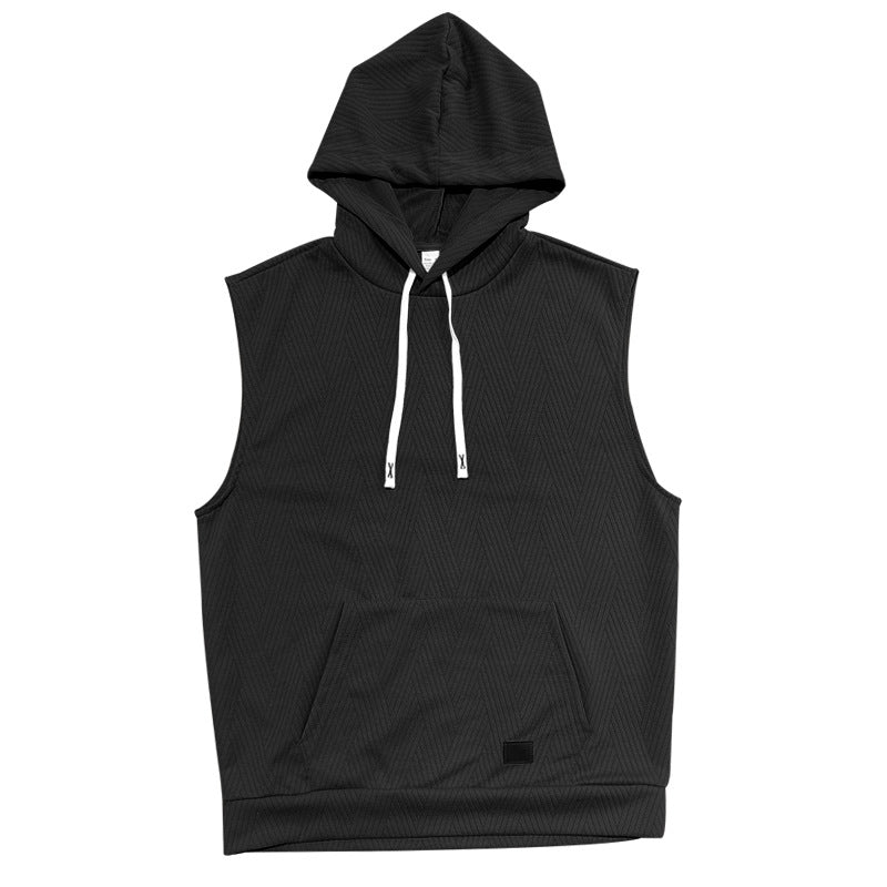 Herren ärmelloses Kapuzensweatshirt mit modernem Rautenmuster Echoarchiv