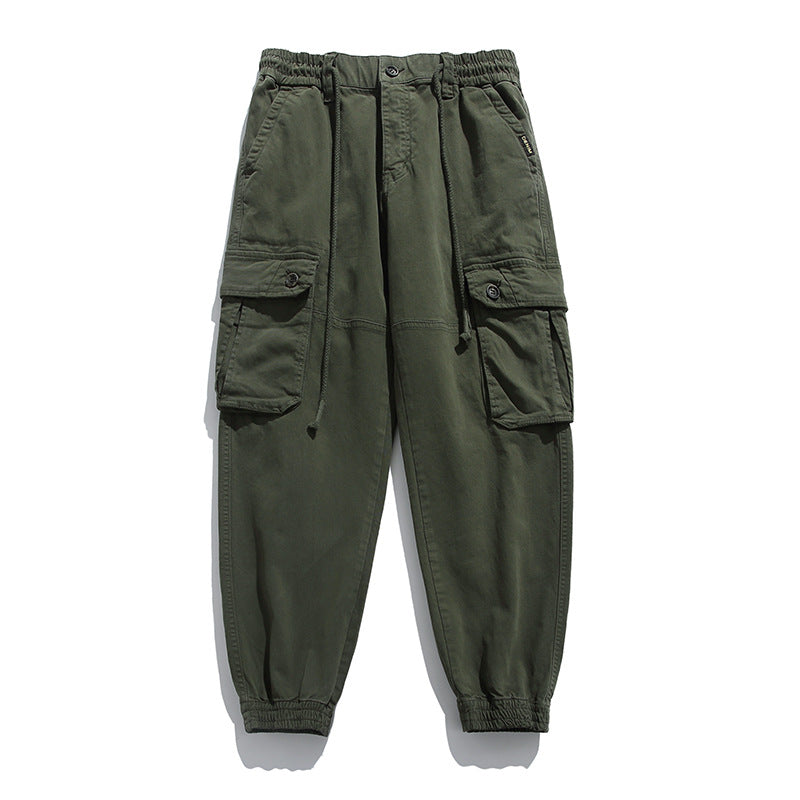 Herren Weiche Baumwoll-Utility-Cargohose im Joggerstil mit elastischem Bund und großvolumigen Klappentaschen Echo Archiv