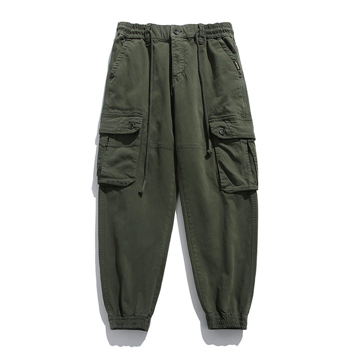 Herren Weiche Baumwoll-Utility-Cargohose im Joggerstil mit elastischem Bund und großvolumigen Klappentaschen Echo Archiv