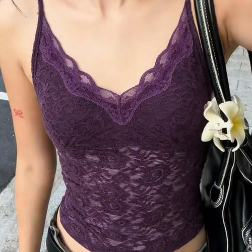 Damen Spitzen-Cami-Top mit verstellbaren Trägern und V-Ausschnitt Echo Archiv