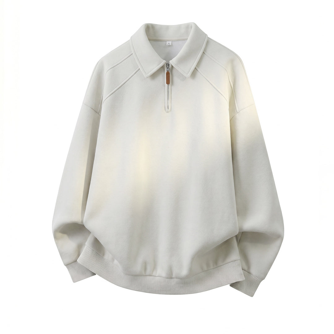 Unisex Relaxed-Sweatshirt im Polo-Look mit Polo‑Kragen, kurzem Reißverschluss und Raglanärmeln Echo Archiv
