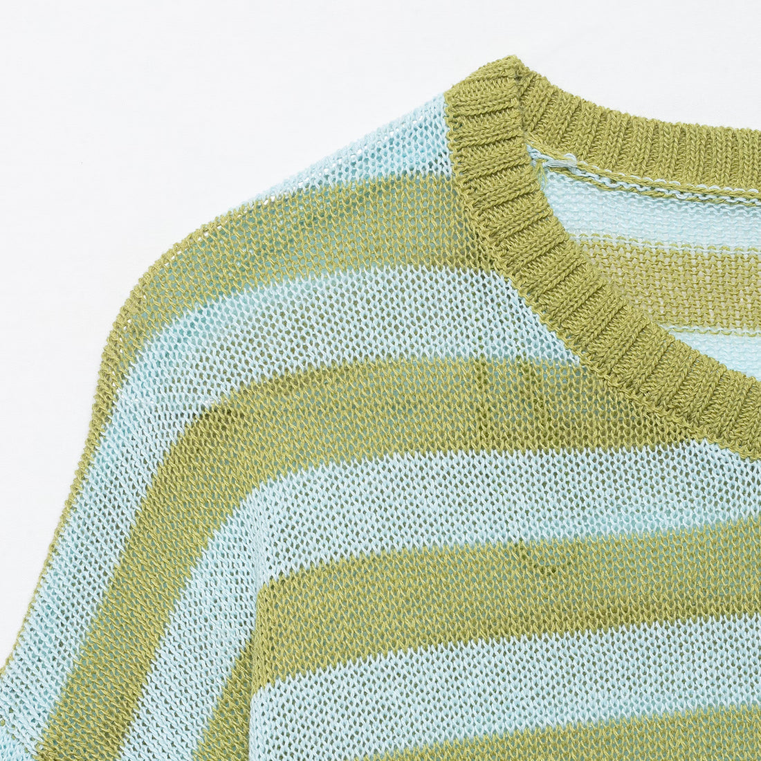 Damen Leichter gestreifter Strick-Poncho mit weitem Kurzarm und U-Boot-Ausschnitt Echoarchiv