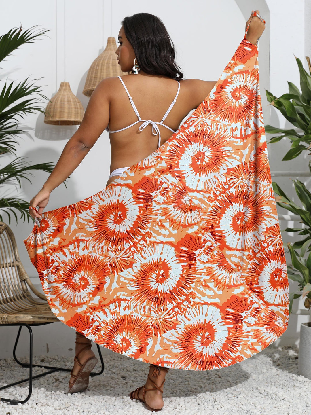 Damen eleganter Wickelsarong mit modernem Muster Echo Archiv