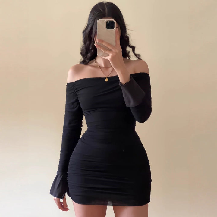 Damen Off-Shoulder Minikleid mit Rüschendetails und figurbetontem Schnitt Echo Archiv