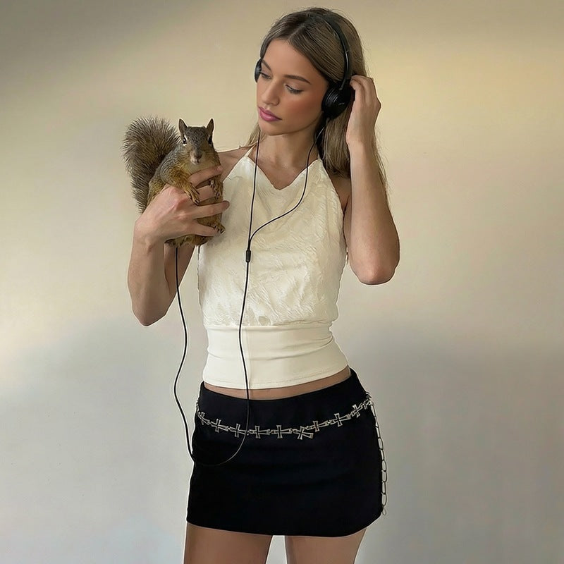 Damen Halter-Top mit raffiniertem Stoffmix Echo Archiv