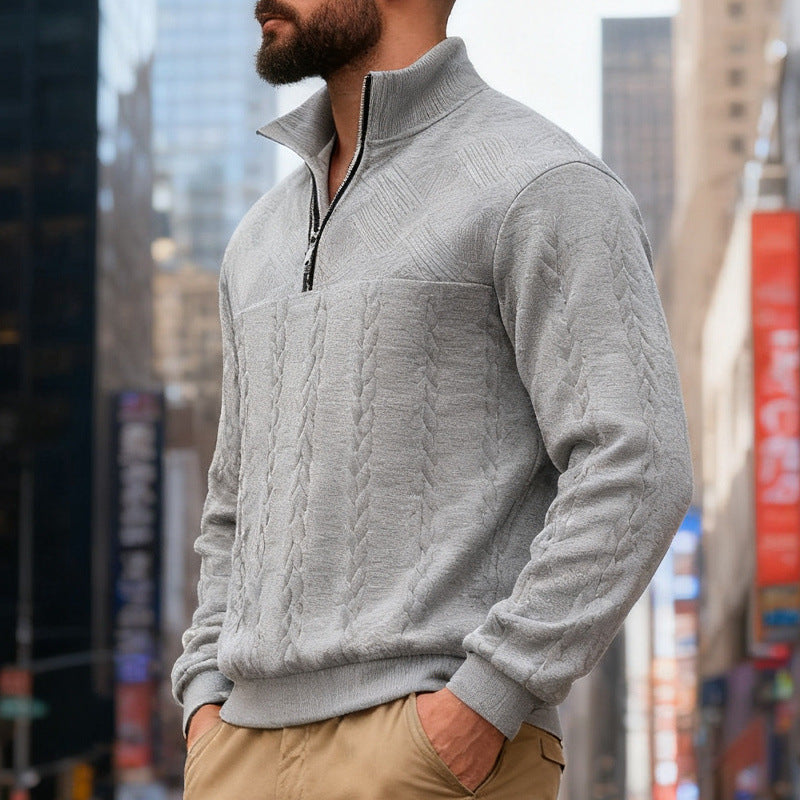 Herren Fleece-Pullover mit hohem Kragen und Reißverschluss Echoarchiv
