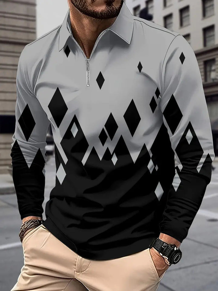 Herren stylisches Langarmshirt mit modernem Karomuster Echoarchiv