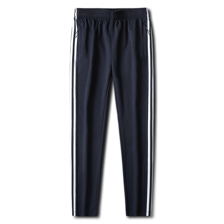 Herren Slim-Fit Trackhose mit seitlichen Kontraststreifen, Reißverschlusstaschen und elastischem Bund – Sorevano