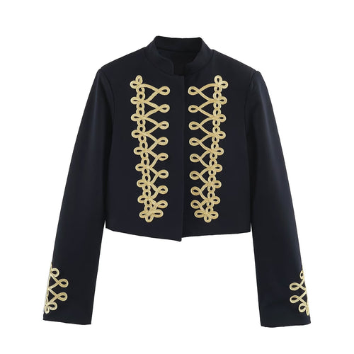 Damen Kurzjacke im Matrosenstil mit Goldkordelapplikation und Stehkragen Echo Archiv