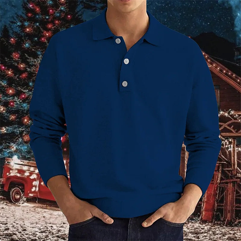 Herren Langarm-Polo mit modischem Henley-Kragen Echoarchiv
