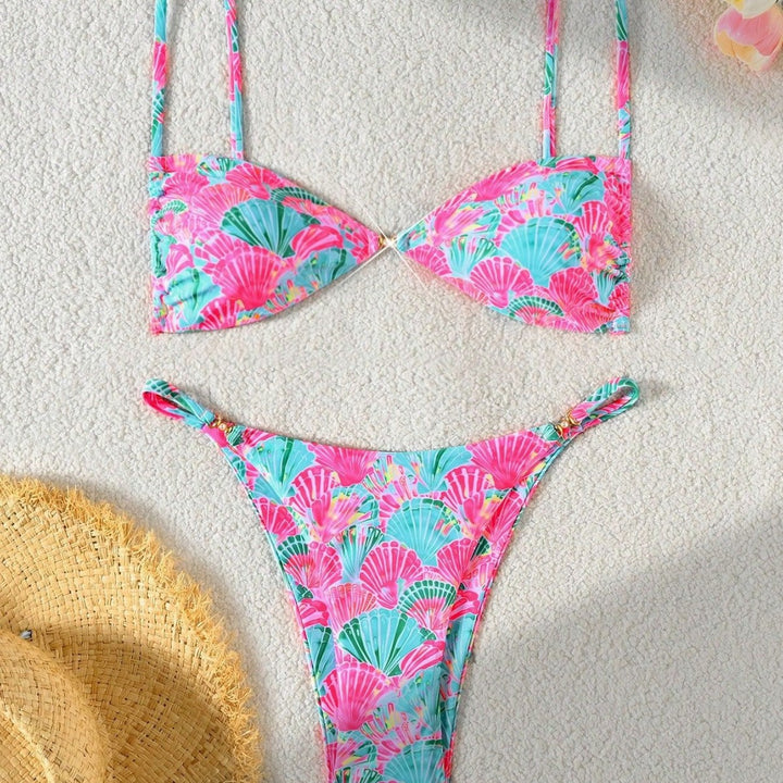 Damen Leopardenmuster Bikini-Set mit verstellbaren Trägern Echo Archiv