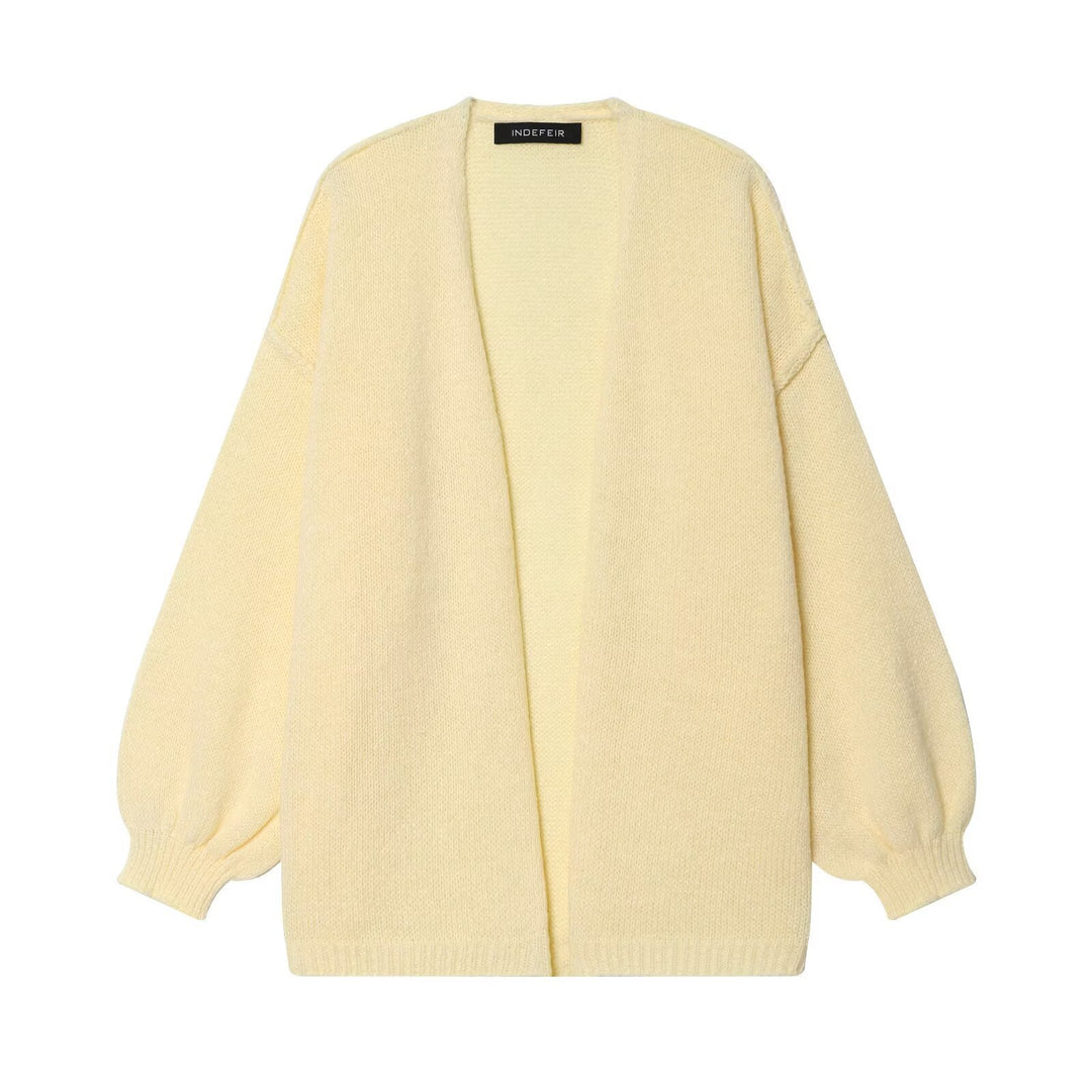 Damen Oversize Strickcardigan mit Ballonärmeln und offener Front Echo Archiv