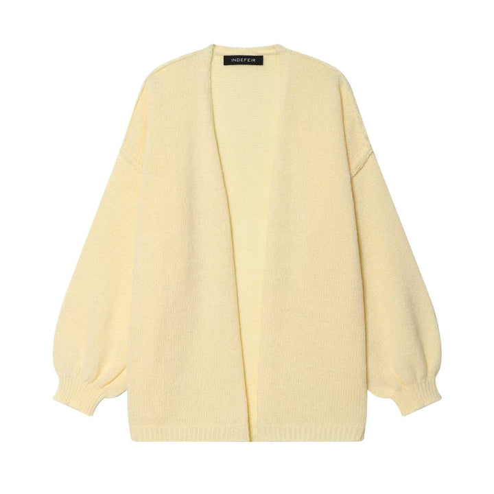 Damen Oversize Strickcardigan mit Ballonärmeln und offener Front Echo Archiv