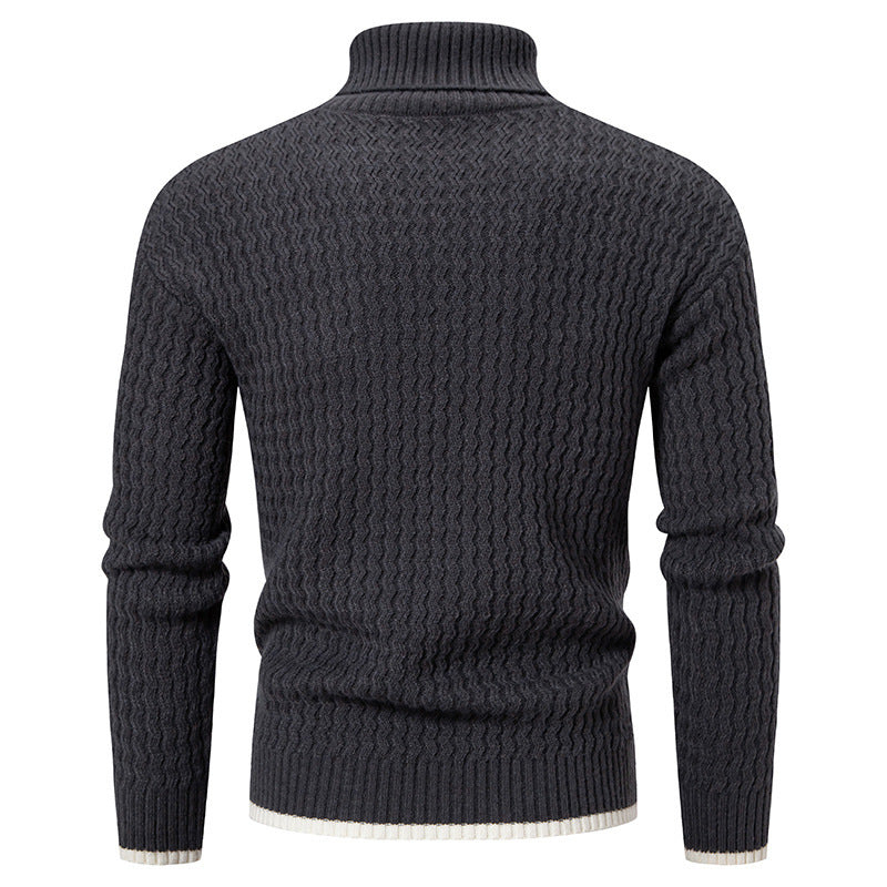 Herren Strickpullover mit hohem Kragen und strukturiertem Zopfmuster Echoarchiv