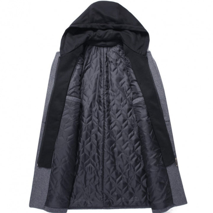 Herren modische Manteljacke mit abnehmbarer Kapuze und gestepptem Innenfutter Echoarchiv