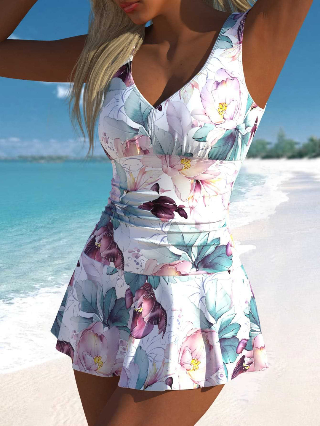 Damen Badeanzug mit elegantem Rüschendesign und modernem Schnitt Echo Archiv