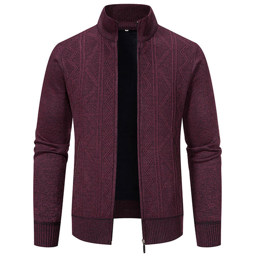 Herren Strickjacke mit modernem Reißverschluss und dekorativem Muster Echoarchiv