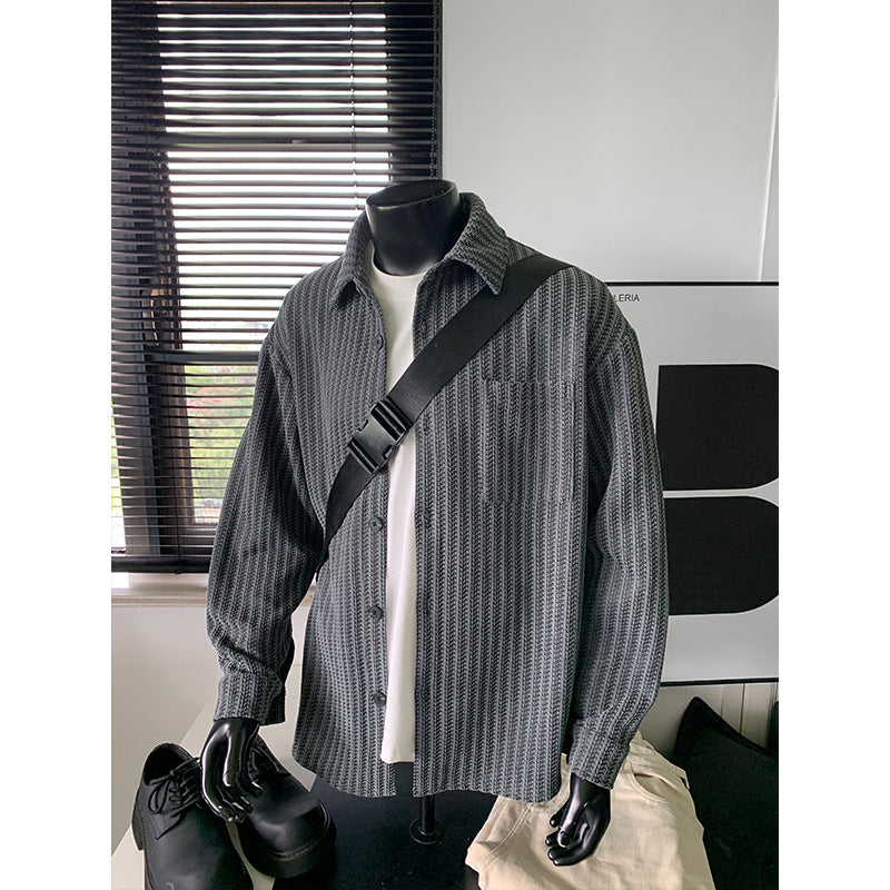 Herren Texturierte Overshirt‑Hemdjacke aus Strick mit Kentkragen Echo Archiv