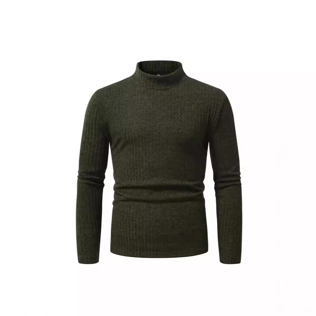 Herren eleganter Rollkragenpullover mit vertikalem Rippstrickdesign Echoarchiv