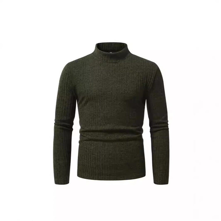 Herren eleganter Rollkragenpullover mit vertikalem Rippstrickdesign Echoarchiv