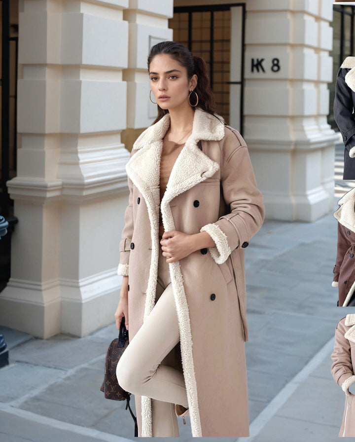Damen eleganter Langmantel mit Teddy-Futter Echoarchiv
