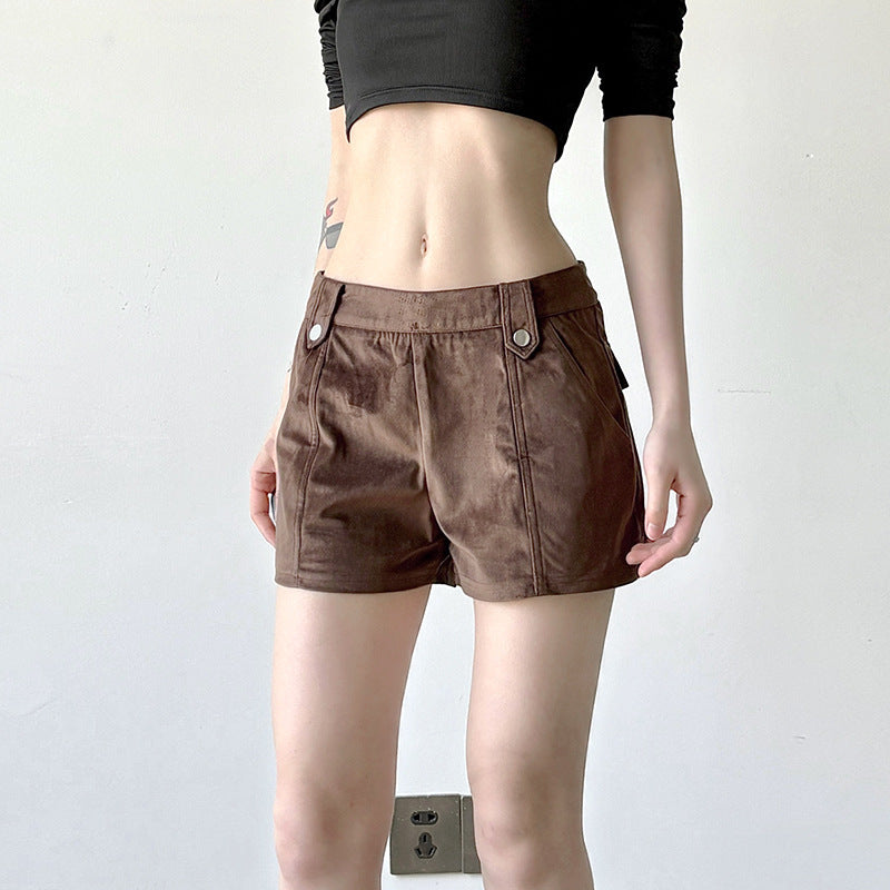 Damen modische Kunstleder Shorts mit eleganten Details Echo Archiv