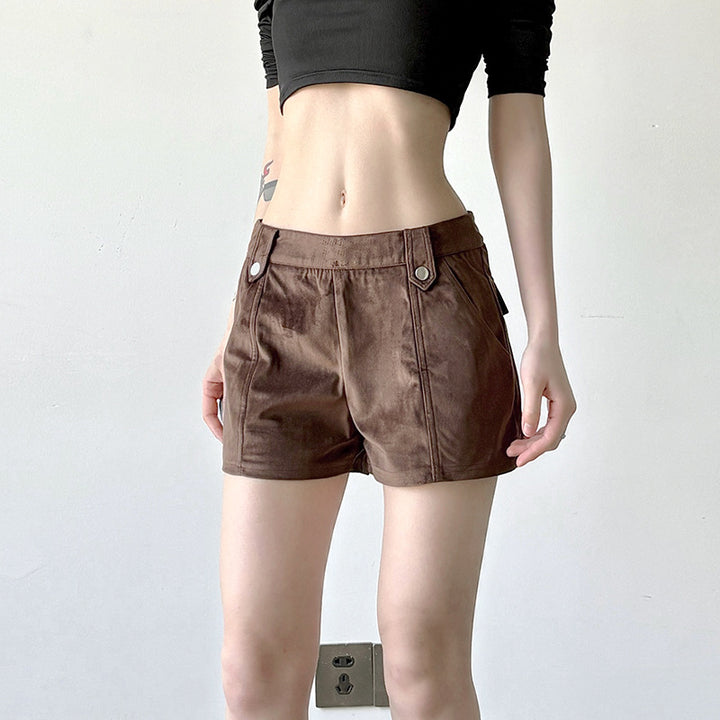 Damen modische Kunstleder Shorts mit eleganten Details Echo Archiv