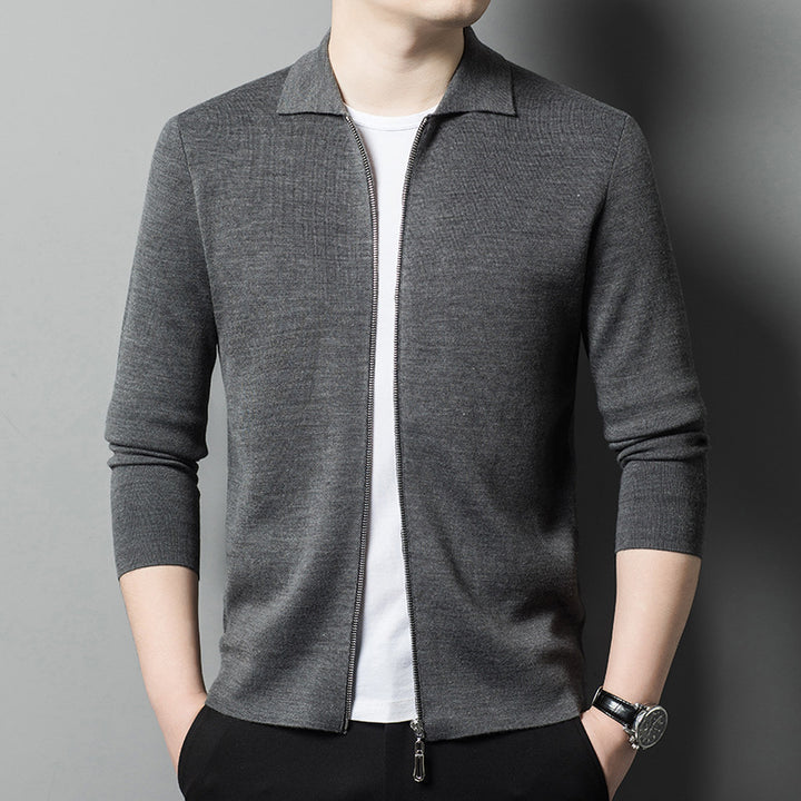 Herren modischer Strickpullover mit durchgehendem Reißverschluss Echoarchiv