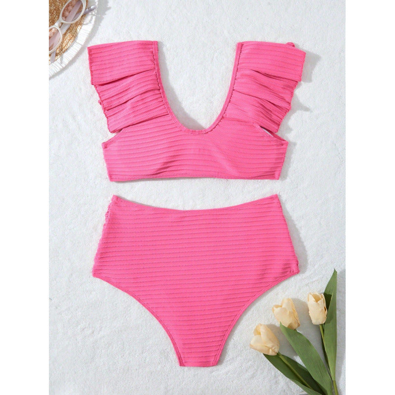 Damen Hochgeschnittener Bikini mit Rüschendetails Echo Archiv
