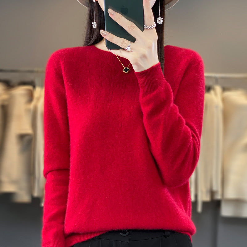 Damen Kuscheliger Midweight Rundhals-Pullover aus Angora-Blend mit feinem Flor und schmalem Bündchen Echoarchiv