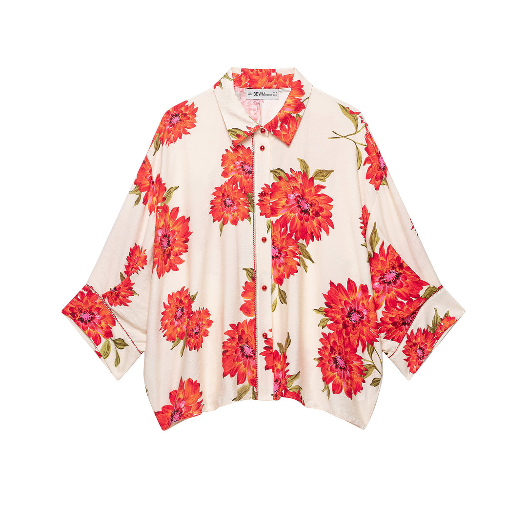 Damen Kimono-Blusenjacke mit übergroßem Schnitt und Blumenprint Echo Archiv