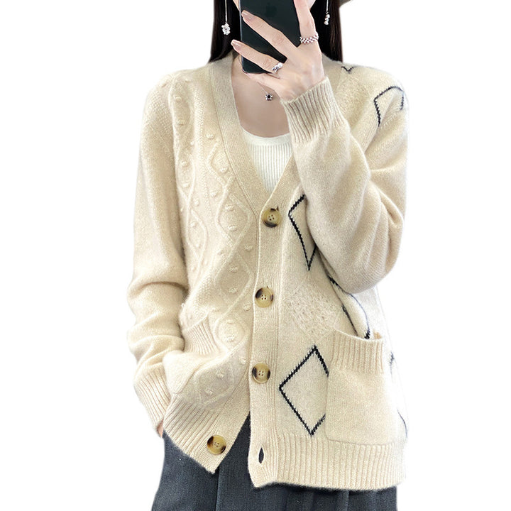 Damen Kuscheliger Oversize-Cardigan mit Ajour‑ und Rautendetail Echoarchiv