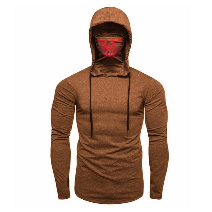 Herren Slim-Fit Kapuzenpullover mit integrierter Totenkopf-Gesichtsmaske Echo Archiv