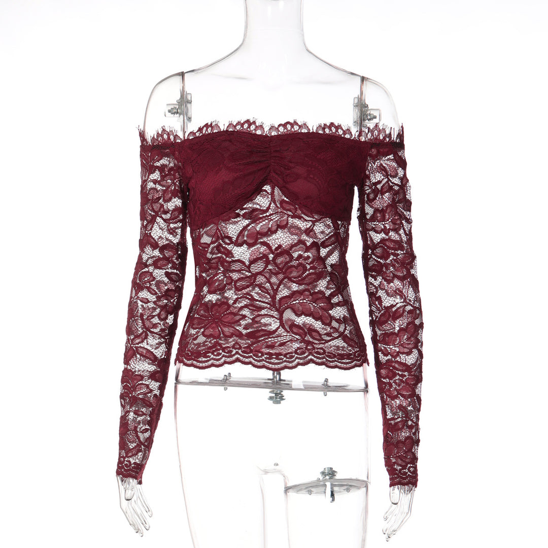 Damen Spitzencrop-Top mit Off-Shoulder Design und Rüschendetails Echo Archiv
