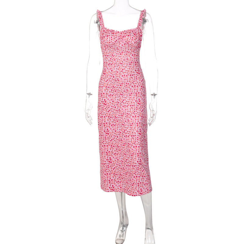 Damen Midi-Kleid mit fröhlichem Punktmuster und Raffdetails Echo Archiv
