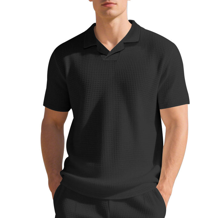 Herren Kurzarm Poloshirt mit strukturiertem Design und modernem Stehkragen Echoarchiv