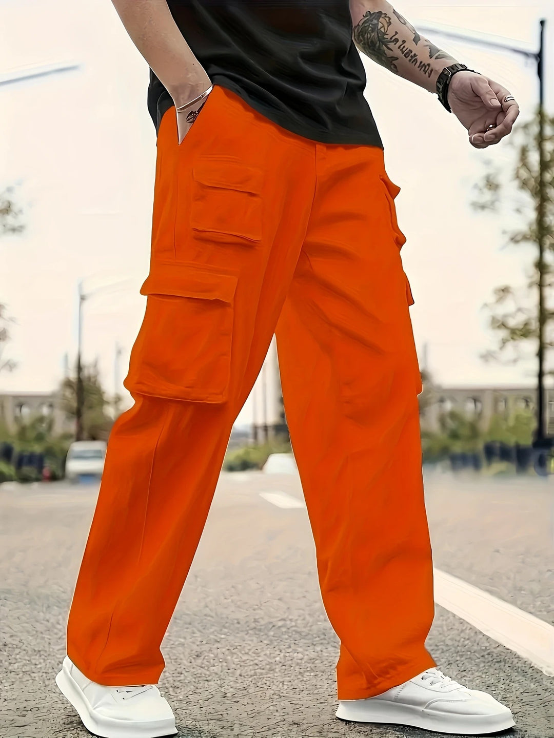 Herren Oversize Utility-Cargohose mit mehrfachen aufgesetzten Klapptaschen Echo Archiv