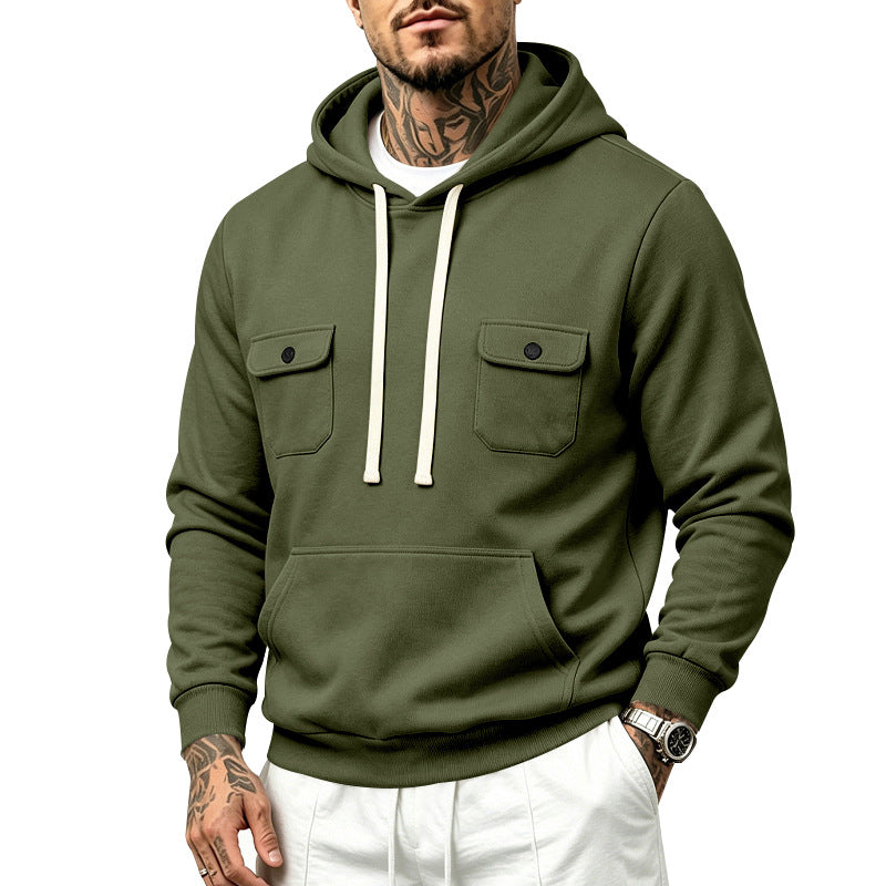 Herren Kapuzenpullover mit Doppel-Brusttaschen und Kängurutasche Echoarchiv