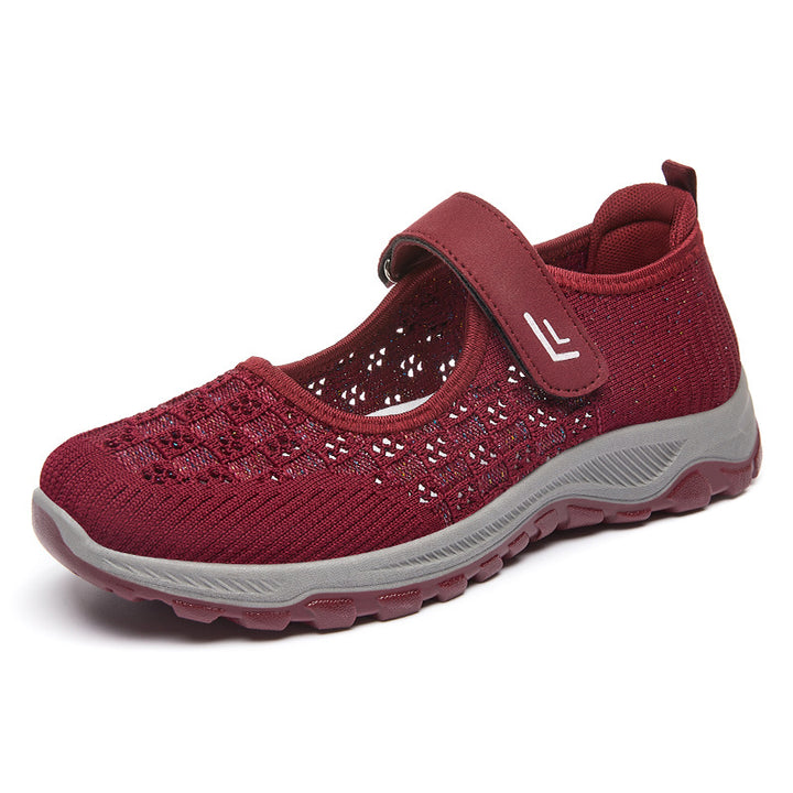 Damen nan atmungsaktiver gestrickter Mary-Jane-Sneaker mit Klettverschluss, stoßdämpfender EVA-Zwischensohle und griffiger Profillaufsohle Echo Archiv
