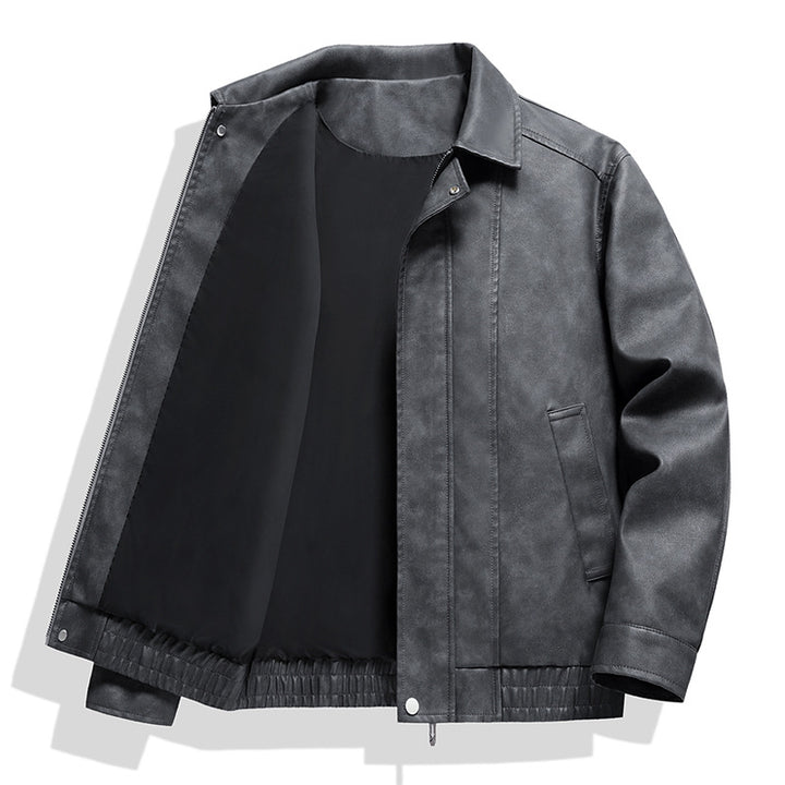 Herren  distressed Faux-Suede Zip-Front Kragenjacke mit elastischem Saum Echo Archiv