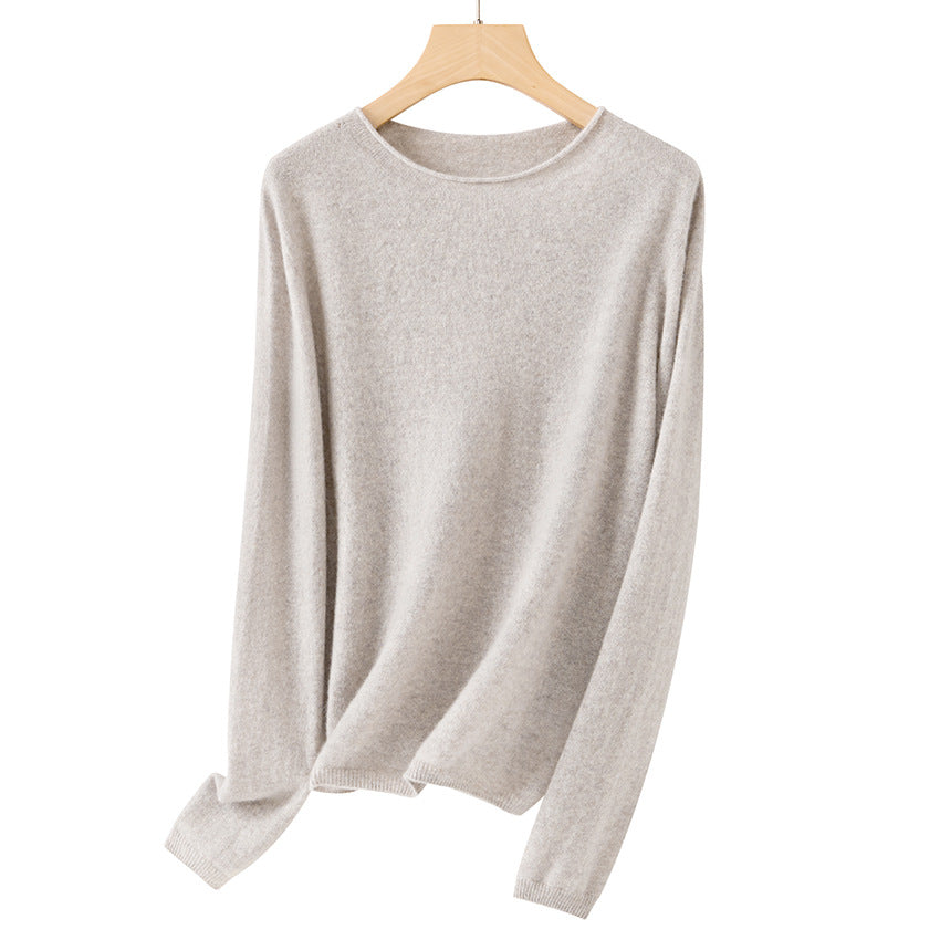 Damen Feiner ultraleichter Rundhalspullover aus Mikrofaser-Feinstrick mit minimalistischer Silhouette Echoarchiv