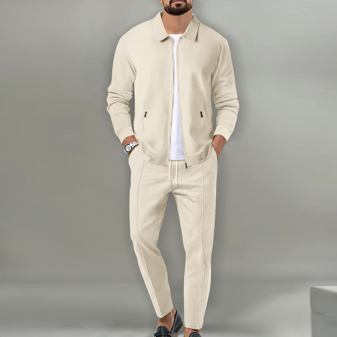 Herren Freizeitanzug mit Modernem Strukturdesign und praktischen Taschen – Marzano