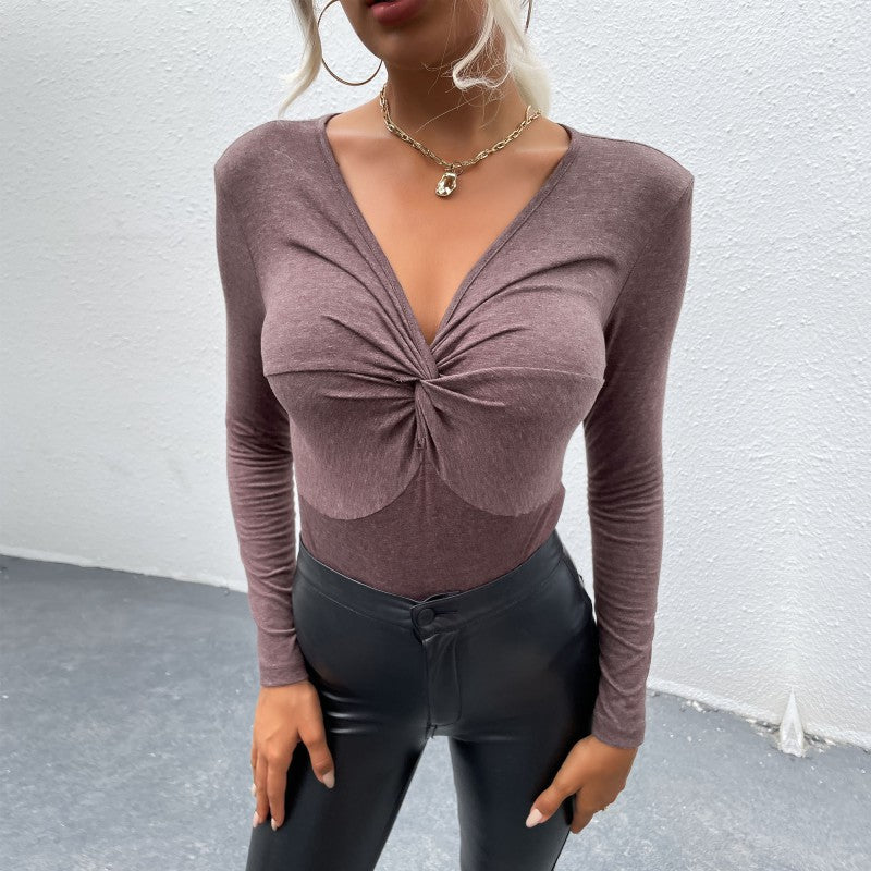 Damen Figurbetonter Longsleeve-Body mit Twist-Detail und geformten Cups – Bodéline