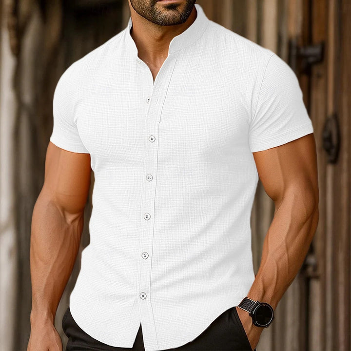 Herren Elegantes Kurzarmhemd mit strukturiertem Design Echoarchiv