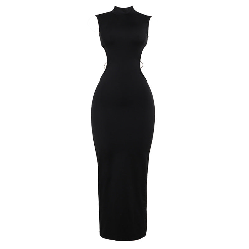 Damen figurbetontes Abendkleid mit Stehkragen und Cut-Outs Echo Archiv