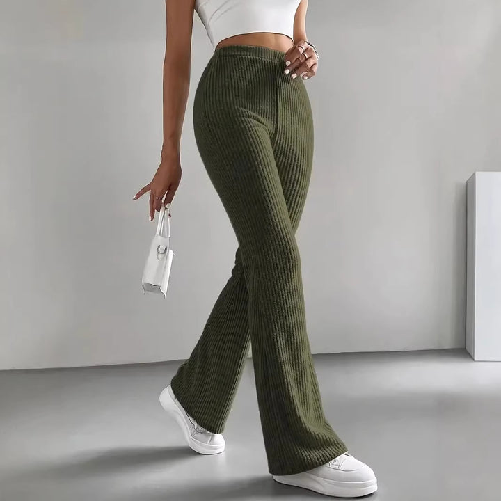 Damen Lässige und elegante Ripp-Optik Hose Echo Archiv