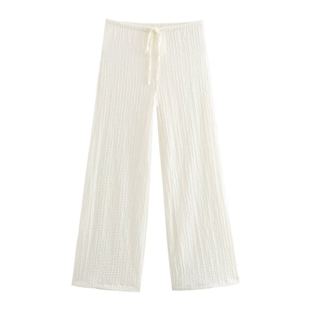 Damen nan leichte Crinkle-Loungebuxe mit weitem Bein und Tunnelzug Echo Archiv