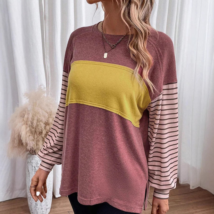 Damen Oversize-Longsleeve mit Colorblock, gestreiften Ärmeln und Rundhalsausschnitt Echo Archiv